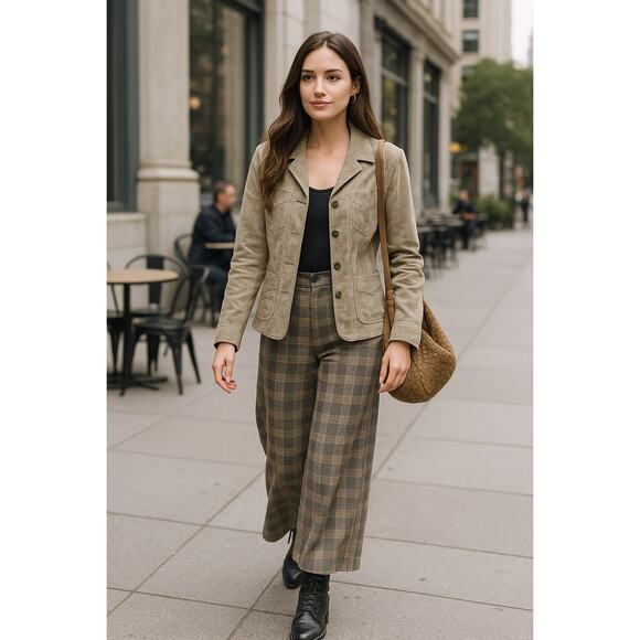 XOXO Suede Leather Hippie Jacket LG Cream/Lt Tan Stitch Detailing Boho Indie - Picture 1 of 13